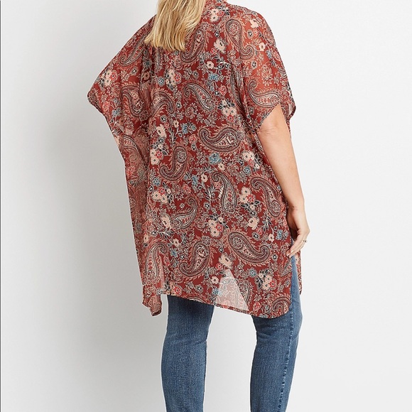 🆕2X/3X Lightweight Paisley Open Front Kimono - Picture 9 of 13